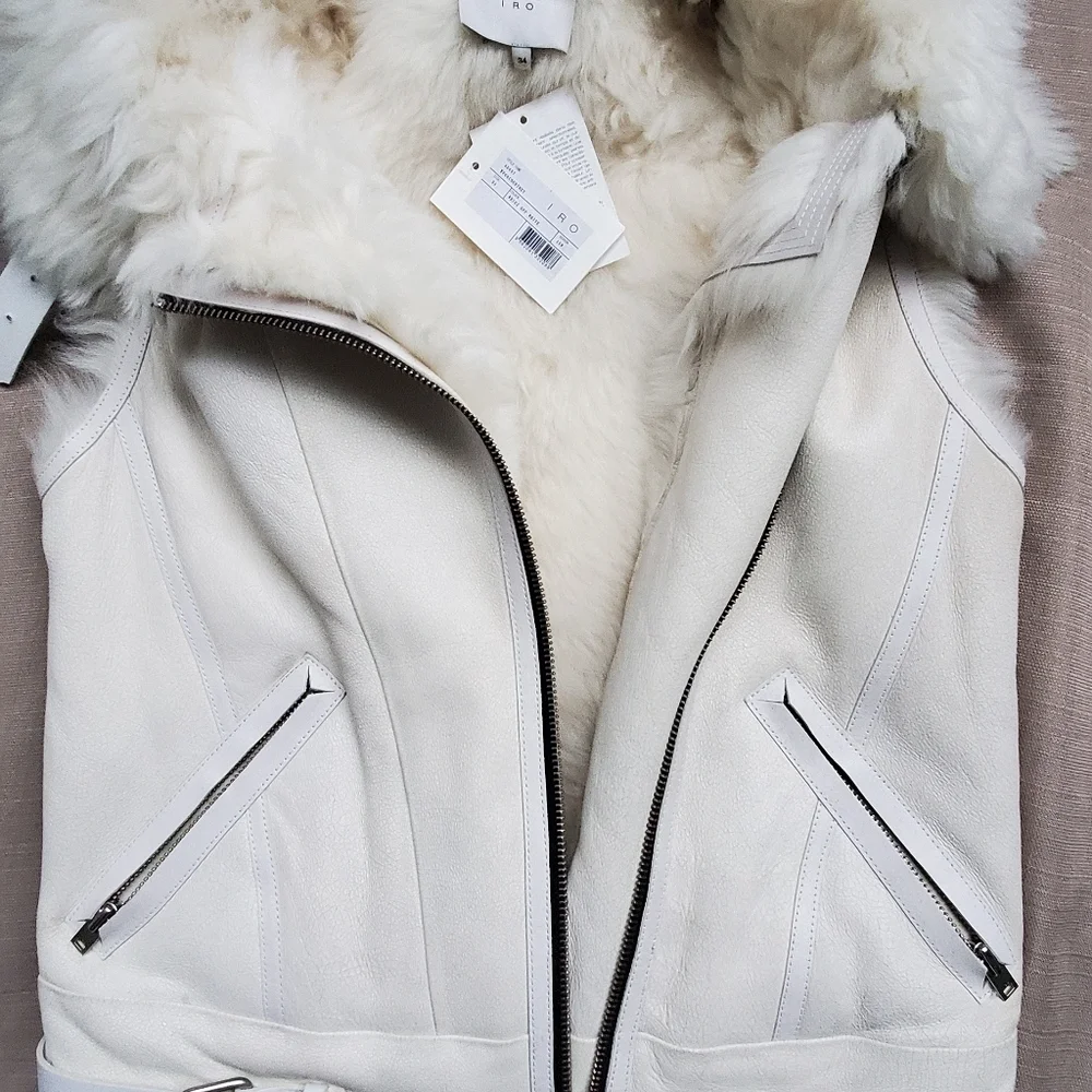 IRA COURTNEY LEATHER SHEARLING MOTO VEST - Picture 2 of 5